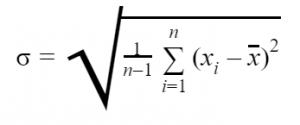 The formula for calculating the σ in standard deviation