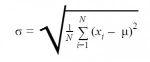 The formula for calculating the σ standard deviation