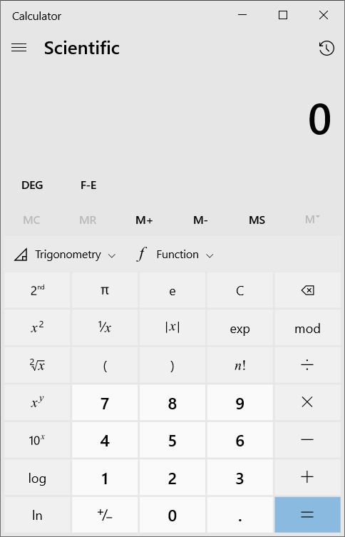 Windows 10 scientific calculator