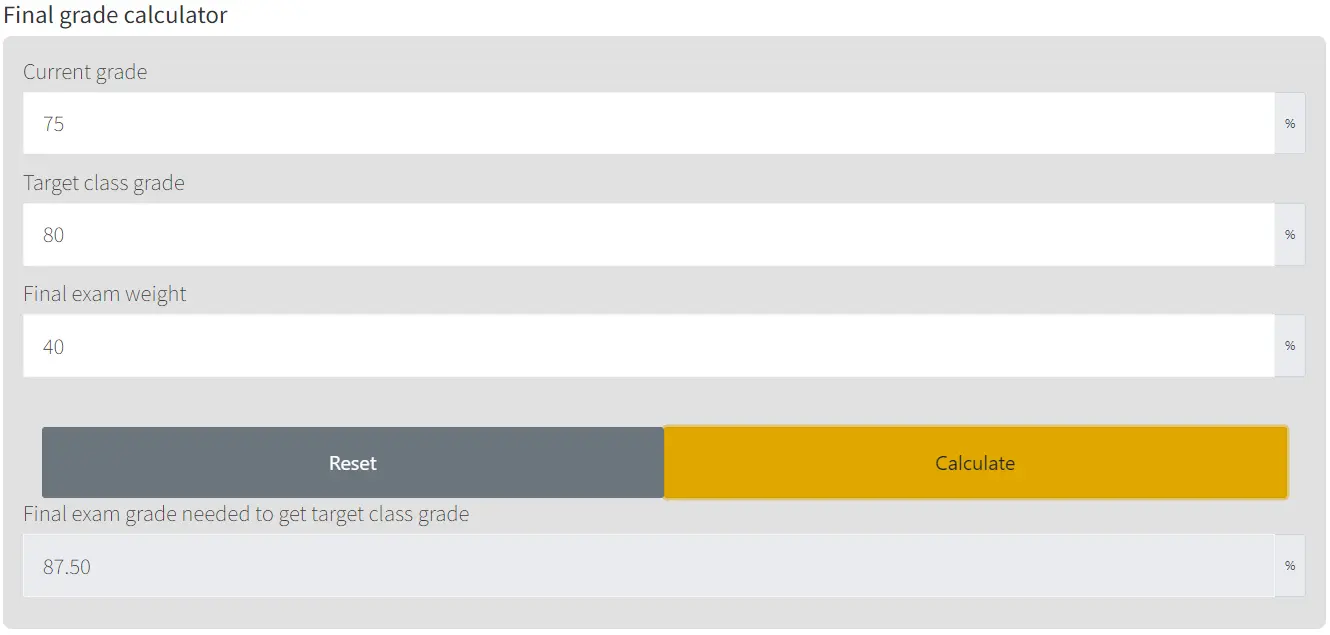 worksheet grade calculator